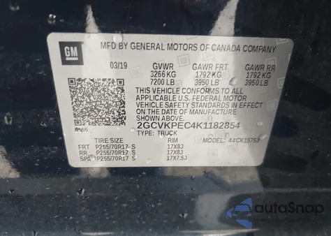 2019 Chevrolet Silverado 1500 Ld Lt z USA, uszkodzony, nr VIN 2GCVKPEC4K1182854